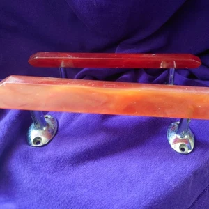 Vintage orange Pearlescent Lucite And Chrome Door Cupboard Handle wilbec - Picture 1 of 9