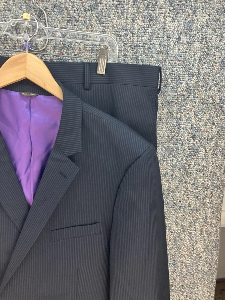 Traje de lana Neiman Marcus Super 120s para hombre 2 piezas 46R chaqueta 39x32 pantalones cónicos  Foto 1 de 4