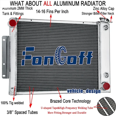 3Row Aluminum Radiator For 1967-1969 1968 Chevrolet Camaro/Pontiac Firebird V8 Foto 1 de 4