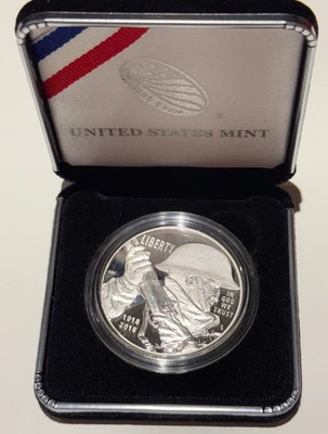 2018 World War 1 Centennial Proof Silver Dollar with US Mint Box & COA Complete - Image 1 of 4