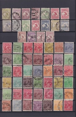 AUSTRALIA 1913/1926 KANGAROO KGV 72 STAMPS VARIETIES COLOR SHADES! - Image 1 of 2