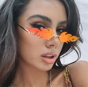 Women Retro Gold Orange Trendy Fire Flare Sun Eye glasses wear Sunglasses prop - Picture 1 of 3