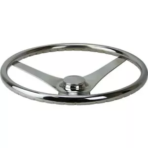 Stainless Steel Boat Steering Wheel Marine 390mm With Grip Indents 3/4 Morse New - Picture 1 of 3