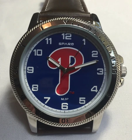 New Philadelphia Phillies Sparo Classic Men's Sports Watch Brown Leather Band Cover