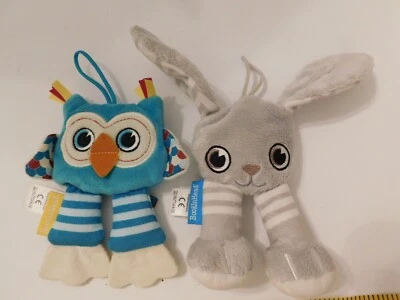 2 - Booginheand Baby Pacipal Pacigrip Bunny Rabbit & Owl Plush  No Clips - Image 1 of 4