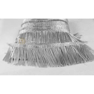 20 Meter Packung Silber 5+1cm Metallbarren Fransen Qualität Borte Militär Uniform - Bild 1 von 9