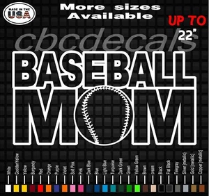 Baseball Mom Decal Stickers | Baseball vinyl decals | Sports Mom Car Decals  - Picture 1 of 2