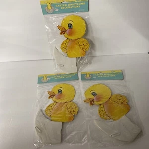 Vintage Russ Easter Honeycomb Decorations Baby Chick Set of 3 NOS - Picture 1 of 6