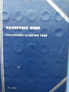 1946-1964-P,D,S ROOSEVELT DIME SET - in used  Whitman album COMPLETED-SILVER - Picture 1 of 3