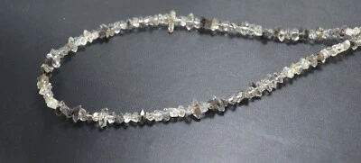 Collana Con Perline In Gemma Di Quarzo Diamante In Argento 925 Fino 4-6mm 20" - Immagine 1 di 4