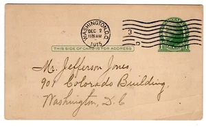 Postkarte UX27 gebraucht als Presseausweis Washington DC 1915 - Bild 1 von 2