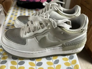 Size UK 5.5- Nike Air Force 1 Shadow White Metallic Silver - Picture 1 of 9