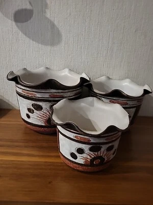 Konvolut Drei Pflanzen-topf übertopf Handarbeit,handbemalt    Schöne Muster Form - Bild 1 von 4