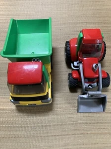 Bruder Roadmax Green Dump Truck & Red Tractor Loader Set - Picture 1 of 19