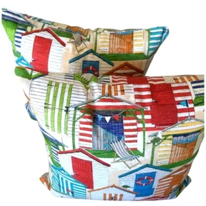 Richloom Solarium 20X20 Zippered Throw Pillow Covers BEACH HUTS In/Outdoor 2 NEW - Picture 1 of 10