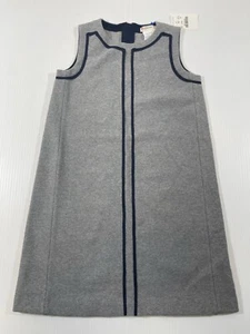 Crewcuts Girls Grey Navy 100% Cotton Sleeveless Knee Length School Dress 7 - Picture 1 of 7
