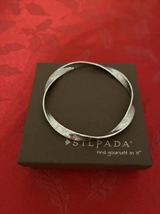 Silpada Textured Twisted Ribbon Sterling Silver Bangle Bracelet B2827 Shiny - Picture 1 of 5
