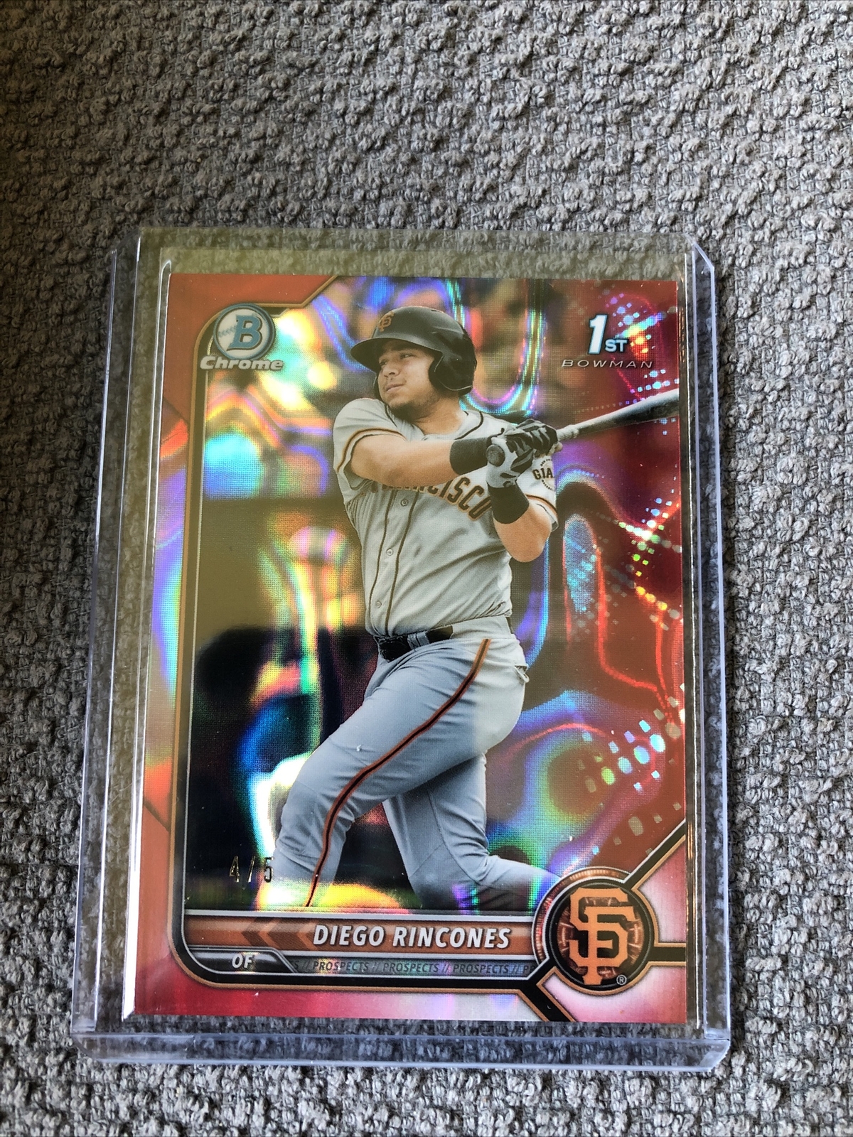 2022 1st Bowman Chrome Rookie Diego RINCONES Giants-Red Refractor SSP #’d/5 Mint