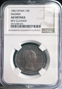 1853 Spain 10R Madrid AU details Rev Cleaned - Picture 1 of 4
