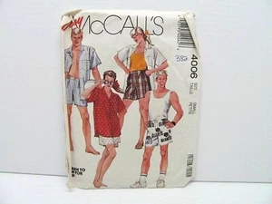 Easy McCall's 4006 Misses Mens Teens Shirt Boxer Shorts Sz S Sewing Pattern #382 - Picture 1 of 6