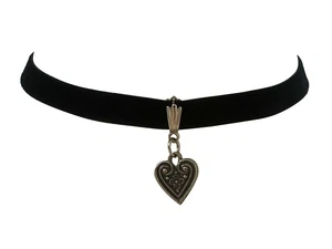 Dirndl-Schmuck SAMT + HERZ Trachten-Kette Kropfband Halskette donnerlittchen! - Bild 1 von 1