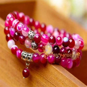 6mm 108 red sardonyx bracelet Hand Stone Chaplet Buddha Women Natural stone - Picture 1 of 7