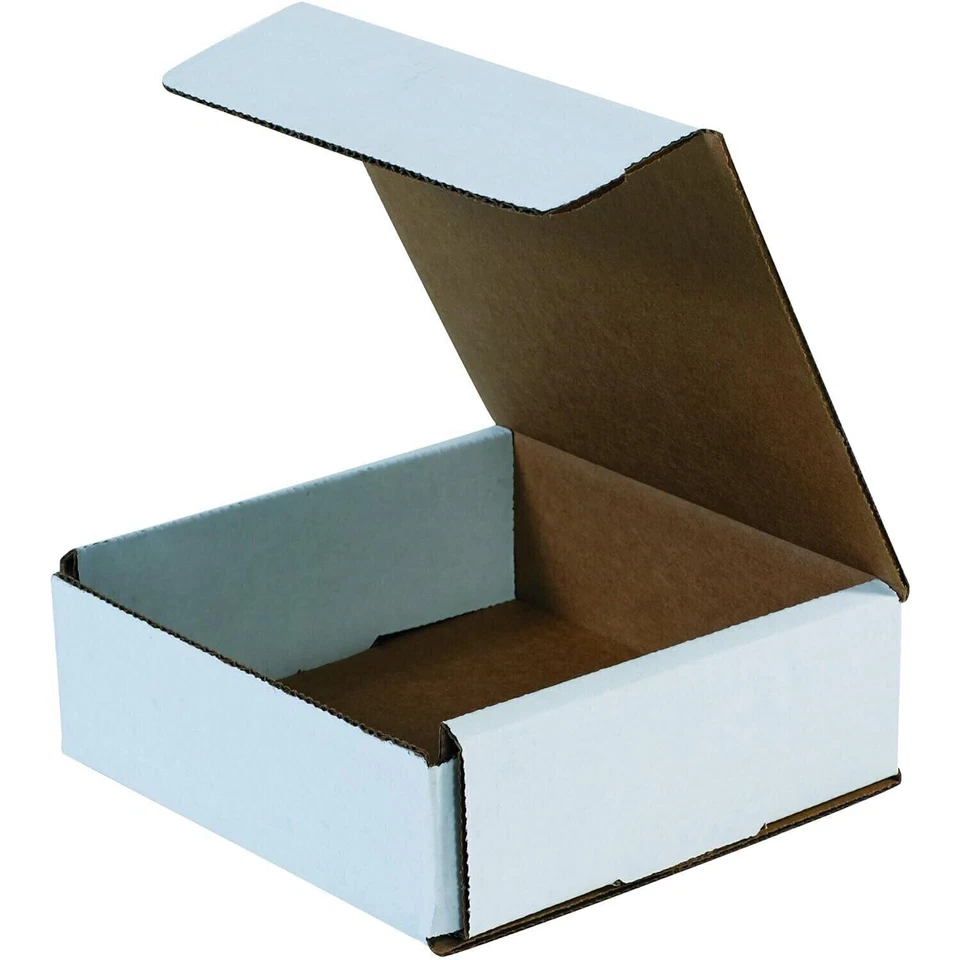 50 8" x 8" x 2" White Corrugated Mailers Die Cut Tuck Flap Boxes Free Shipping - Image 1 of 1