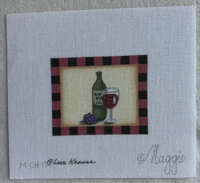 葡萄酒和葡萄 手绘 Maggie 针绣帆布 M-CH-17 Lisa Krause 18 克拉 — 第 1/4 张图片