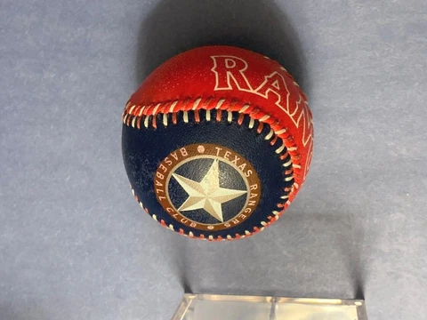 MLB TEXAS RANGERS BASEBALL Leather BALL EXCELLENT! W/CASE-FREE SHIP Cover