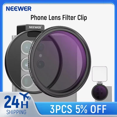 67mm Clip On Variable ND2-ND32 Phone Lens Filter Kit, Phone Clip with Threaded A - Image 1 of 4