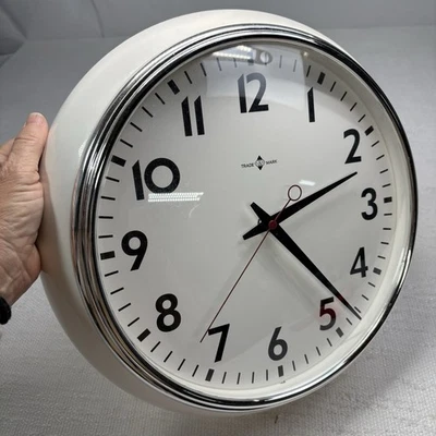 S&N Trade Mark Quartz Wall Clock 14” Chrome Frame Retro Style Battery Operated - Image 1 of 4