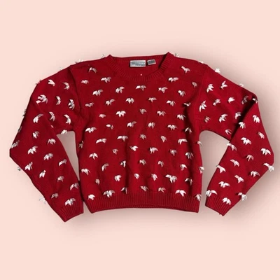 Suéter Vintage Lazo Rojo Blanco Coqueta Mediano Nordstrom Preppy Años 90 Kawaii Shoujo Foto 1 de 4