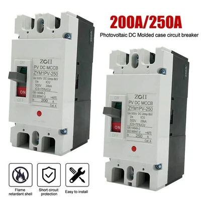 NEW DC circuit breaker 160A/200A/225A/250A / 550VDC 2 pole, PV battery - Image 1 of 4