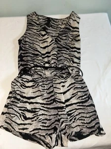 Forever 21 Zebra Print Romper Size Small With Belt - Picture 1 of 4