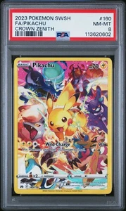 Pokemon Pikachu PSA 8 Crown Zenith Holo Secret Rare 160/159 Full Art - Picture 1 of 2
