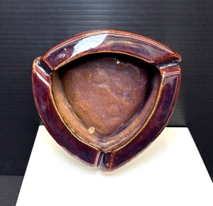 Posacenere MCM vintage ceramica marrone smalto a goccia astratto - Foto 1 di 10