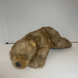 Realistic Grizzly Bear Stuffed Animal Plush 12” Stuffy Toy Laying Down - Picture 1 of 6