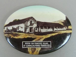 Mission San Francisco Solano Sonoma California Advertising Pocket Mirror Vtg - Picture 1 of 2