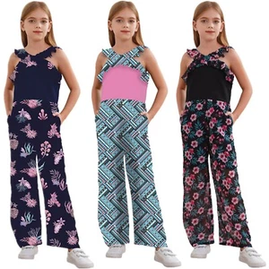 Kids Girl's Jumpsuit Casual Leotard Fashion Overalls Vacation Rompers Holiday - Picture 1 of 40