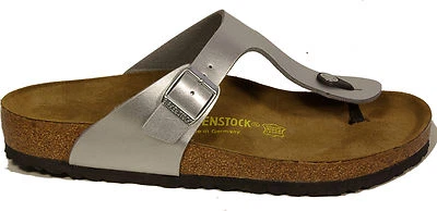 BIRKENSTOCK 043851 GIZEH Silver REGULAR footbed Birko Flor NEW - Image 1 of 3