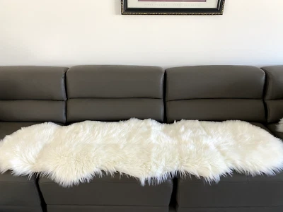 High Quality White Faux Fur Sheepskin Fluffy Area Rug 21" X 71 " So Beautiful - Image 1 of 4