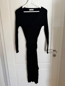 Langes schwarzes Stoff-Kleid Mango, Größe M, mit Schlitz - Bild 1 von 6