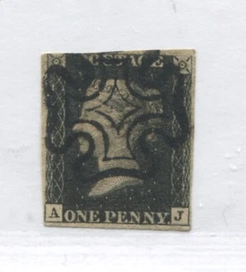 1840 Penny Black lettered AJ with an ideal superb black MX - Picture 1 of 1