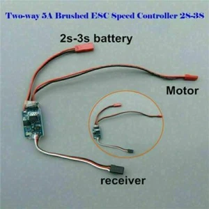 Two-way 5A Brushed ESC High Speed Controller 2S-3S Spare Part for RC Car/Boat - Picture 1 of 5