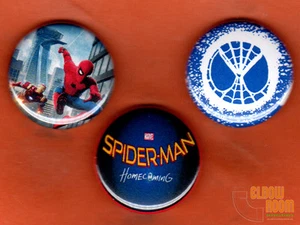 Set of three 1" Spider-Man Homecoming pins buttons Spidey Marvel Iron Man - Picture 1 of 2