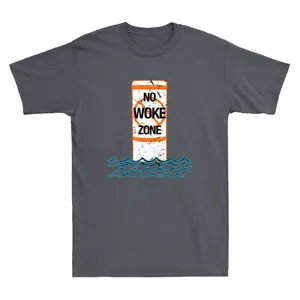 No Woke Zone Anti Democrat Liberal Leftist Funny Republican Retro Men's T-Shirt - Picture 1 of 8