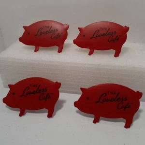 Menge 4 The Loveless Cafe Rot Metall Serviettenringe Schwein Form Southern Charm Set - Bild 1 von 7