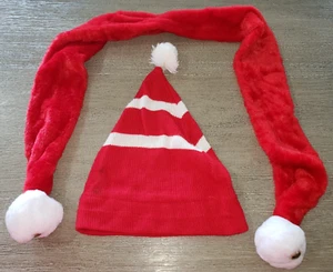 BOYS OR GIRLS RED WHITE KNIT SANTA HAT FLEECE SCARF CHRISTMAS BELLS ON END CUTE! - Picture 1 of 1