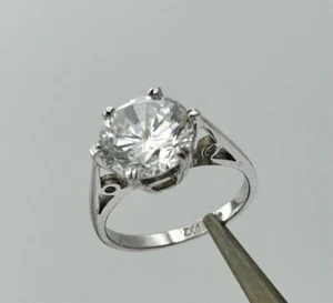 Sterling Silver Brilliant Cut Solitaire Ring Size K 2.4g dan370 - Picture 1 of 5