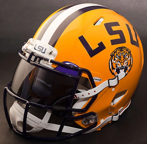 *CUSTOM* LSU TIGERS NCAA Riddell SPEED Full Size Replica Football Helmet Cover